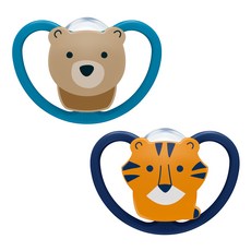 NUK Space系列 安撫奶嘴組, 6~18個月, 小熊+老虎, 1組