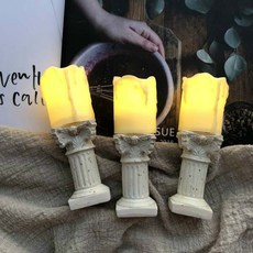 Simsim Design LED 迷你蠟燭 3p+燭台 3p 套組, 混色