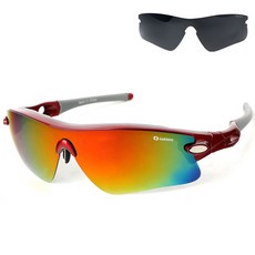 오클랜즈 프리미엄 편광 렌즈 2종 세트 스포츠 선글라스 Q360, 와인프레임 + 레드밀러편광렌즈, 1개