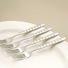 TABLE Art. 韓國製Tango早午餐叉, 銀色 + 白色, 4個