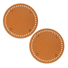 brandyarn 背包底部圓形鈕扣皮革布, 棕色的, 2個