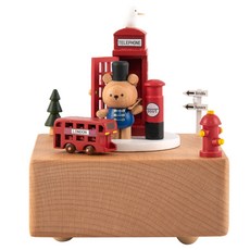 木質工藝英國熊巴士音樂盒 4720001032, 混色