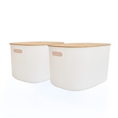 mono flat 北歐提手收納盒 18L+木質蓋, 2組