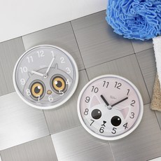 浴室吸附時鐘 2種組 kdrz158+電池, 貓，貓頭鷹