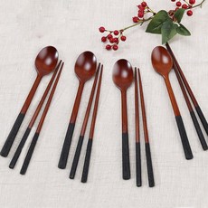 인현공방 명품천연옻칠나무수저 숯 4벌세트, 1개