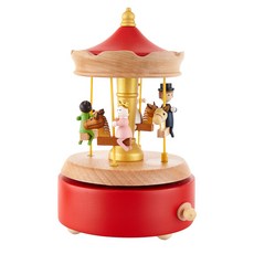 木質工藝家庭旋轉木馬音樂盒 YP1540, 混色