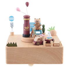 木質工藝寫信的貓咪音樂盒 4720001028, 混色