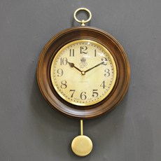 復古圓形壁鐘 + 搖擺鐘擺 + AA電池組合, 混合色