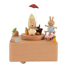 木質工藝兔子的休息音樂盒 4720001027, 混色