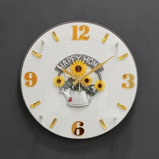 저소음 해피홈 가죽디자인 시계 khyn009 + 건전지, 혼합색상