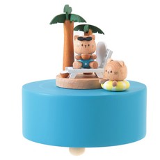 木質工藝貓咪假期音樂盒 4720001041, 混色