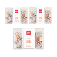 deLi 得力 金色長尾夾 20入 + 收納盒套組 C78200LF 粉彩色, 5號(19 x 37 mm), 3套