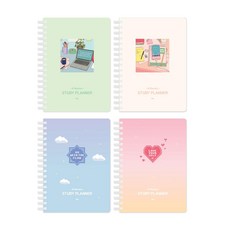 ibis 6 個月學習計劃線圈筆記本組 SP11469 4入, 綠色、象牙色、藍色、粉色