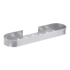 MONACO OLIVE 金屬圓角多功能置物架 簡約款 30cm + 免釘膠, 銀色, 1套