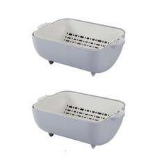 주방용 다기능 물빠짐 보관 세척 바구니 2p, 그래이