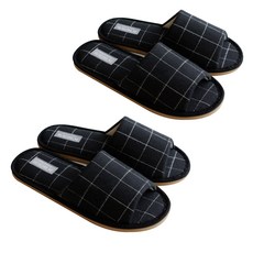 LABELLCO 格紋室內拖鞋 2雙入, 黑色的