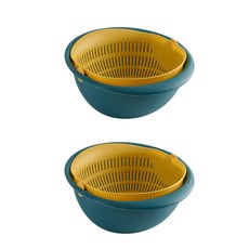 Yems多功能保管清潔圓形籃 2個, 黃色的