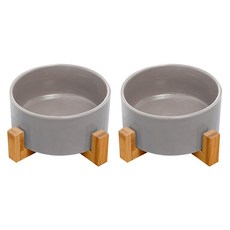 블럭마트 반려동물 세라믹 식기 1구, 그레이, 2개