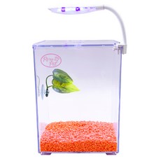 Rora Pet Beta房+床+地板+LED燈魚缸套組, 橘子橙（地板），隨機發貨（LED照明）