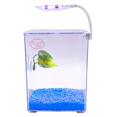 Rora Pet Beta房+床+地板+LED燈魚缸套組, 寶藍（地材），隨機發貨（LED燈）