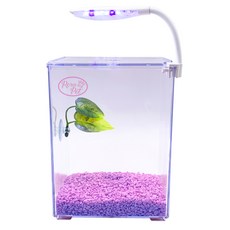 Rora Pet Beta房+床+地板+LED燈魚缸套組, 丁香紫（地板），隨機發貨（LED燈）