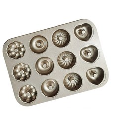 烘焙工廠形狀甜甜圈12格模具, 單色, 1個