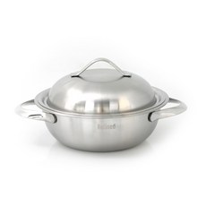 QUEEN SENSE 電磁爐適用雙耳不鏽鋼淺湯鍋+蒸籠+鍋蓋 POS-SD, 20厘米, 1個