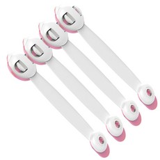 圓形安全鎖扣, 4入, 粉色