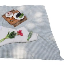 픽홈 單面防水亞麻格紋野餐墊, 薄荷綠