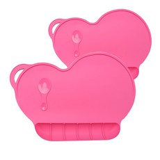 momhandson 矽膠造型餐桌墊 2入, 深粉色