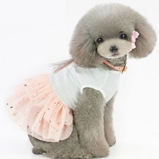 Saekoming 寵物狗兔子造型蝴蝶結荷葉邊連身裙, 白色