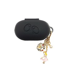 KKStory Galaxy Buds/Buds Plus 矽膠保護殼 鑰匙圈組, 單一商品, 少女 黑色