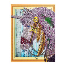 케이엠엘리 감성적인 유니콘 4K플러스원형 보석십자수 DIY키트 5D 40 x 50 cm, 1세트, 혼합색상