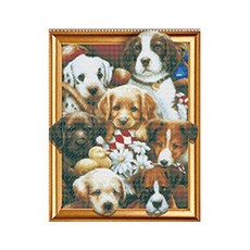 KMELLIE 小狗朋友們 圓形鑽石畫 DIY套組 5D 40 x 50 cm, 混合色, 1套