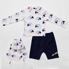 마틸다엔와이 아동용 열대어 short 래시가드 상하의 + 플랩캡 세트