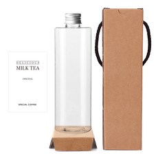 透明PET瓶 ACL500 500ml +銀色鋁蓋+標籤貼+盒子, 10組