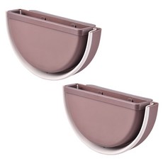 無痕半圓形摺疊掛式垃圾桶 2入, 棕色