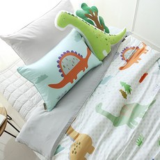 MYHOUSE 防蟎兒童四季被套+枕套+枕芯+薄墊寢具組, 迪諾