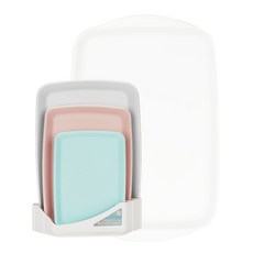 cimelax 萬用長方形托盤四件組 附托盤收納架, 顏色隨機, 1組