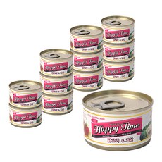 해피타임 강아지 캔 간식, 혼합맛(닭고기/게살), 100g, 12개