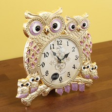 復古貓頭鷹造型無噪音桌鐘, 金子