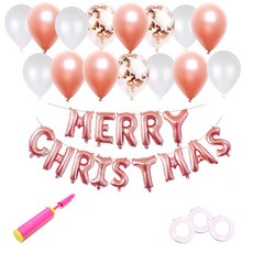 PARTYSHOW 聖誕快樂派對鋁箔混合氣球組, 玫瑰金, 1套