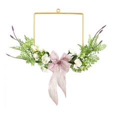 北歐金屬人造花吊飾掛飾花環方形緞帶 20cm, 混合色