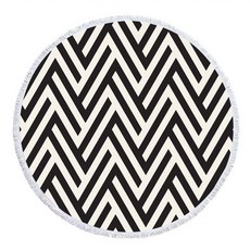 Kong K Items 黑白圖案圓形沙灘巾, A, 1個