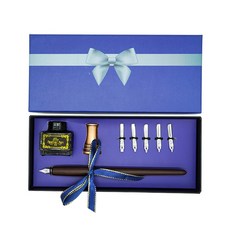 Tramol 클래식 만년필 + 홀더 + 잉크 + 펜촉 5p 세트, 브라운(SP068019)