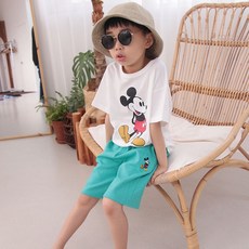 少年市集 男童款 透氣厚實米奇刺繡短褲