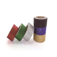 Hyunjin Art 魔鬼氈亮粉膠帶 2.5 x 200 cm 6種套組 SGR25, 紅色, 金色, 綠色, 藍色, 銀色 黑色, 1套