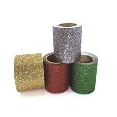 Hyunjin Art 魔鬼氈亮片膠帶 5*100cm 4種組 SGR50, 紅色、金色、綠色、銀色, 1套