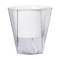 J-LIFE 透明六角自動給水花盆, 白色, 1個