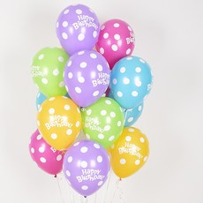 Sempertex 生日圓點印花氣球 30cm, 隨機出貨, 50個